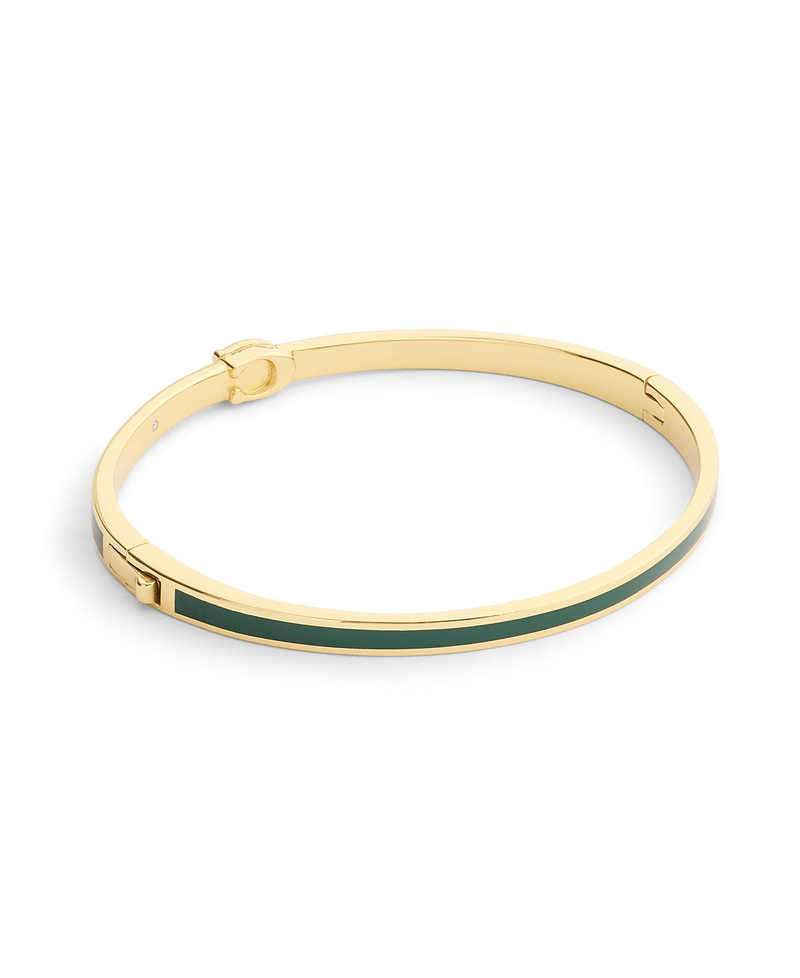 COACH Gold-Plated Green Enamel Hinged Bracelet
