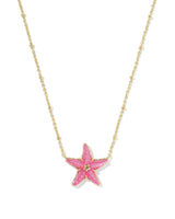 Kendra Scott Parker Starfish Gold Short Pendant Necklace - Bright Pink Mother Of Pearl