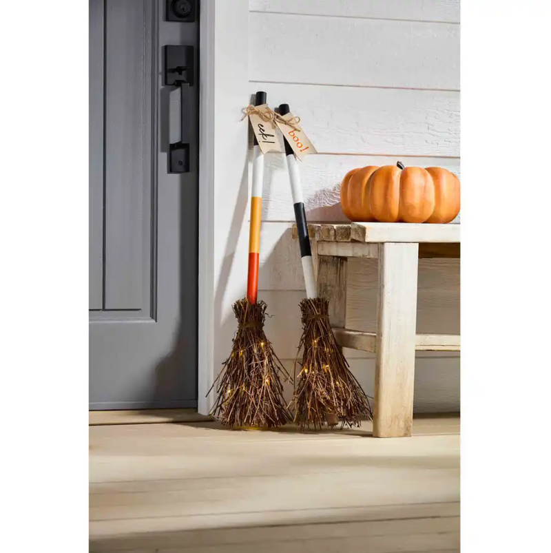 Mud Pie Boo Light Up Broom Decor