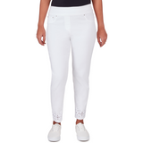 Ruby Rd. Womens Spring Breeze Rhinestone Hem Denim Ankle Pants
