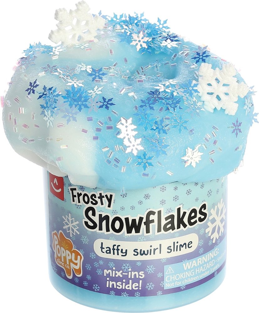 Aurora Poppy Slime Co.  Frosty Snowflakes Taffy Swirl Slime