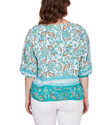 Ruby Rd. Womens Split Neck Woven Swiss Dot Top
