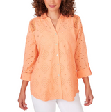 Ruby Rd. Womens Woven Diamond Cotton Top