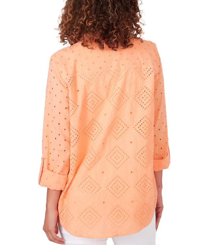 Ruby Rd. Womens Woven Diamond Cotton Top