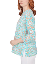 Ruby Rd. Womens Medallion Stretch Knit Top
