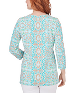 Ruby Rd. Womens Medallion Stretch Knit Top