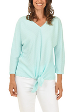 Ruby Rd. Womens Spring Breeze Textured Tie-Front Top