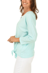 Ruby Rd. Womens Spring Breeze Textured Tie-Front Top