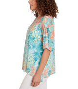 Ruby Rd. Womens Embellished Spring Floral Short Sleeve T-Shirt