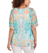 Ruby Rd. Womens Embellished Spring Floral Short Sleeve T-Shirt