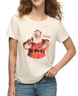 Lucky Brand Womens Coca Cola Santa Classic Crew Short Sleeve T-Shirt