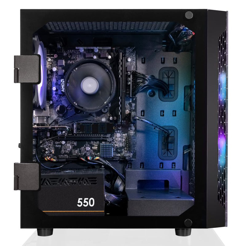 CLX SET Gaming Desktop - AMD Ryzen 5 5600G 3.9GHz 6-Core Processor, 8GB DDR4 Memory, Radeon Vega 7 1GB Shared Graphics, 500GB M.2 NVMe SSD, WiFi, Black CLX Edition Spear MicroATX Tower RGB Fans, Windows 11 Home 64-bit