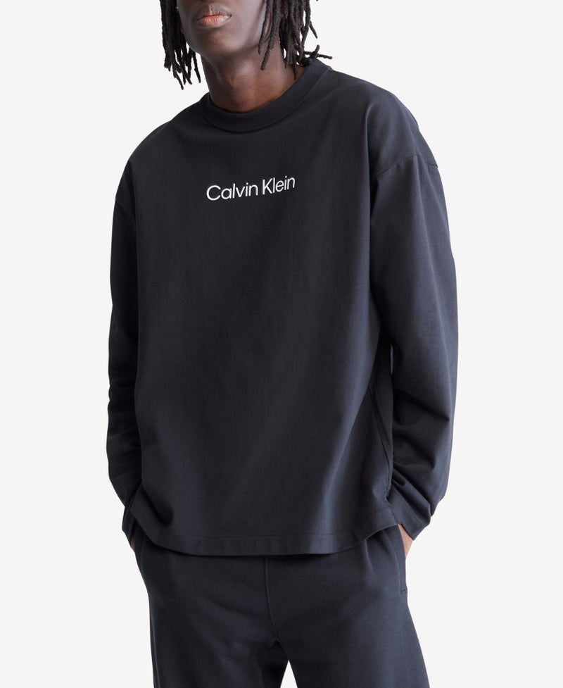 ★★ ★★ Here Grey Relaxed Standard Logo Crewnec Calvin Klein Mens Relaxed Fit Standard Logo Crewneck Long