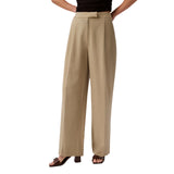 Calvin Klein Womens Soft Crepe Pleated Straight-Leg Pants