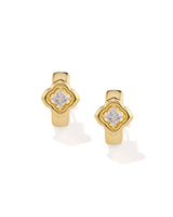 Kendra Scott Mallory Crystal Gold Huggie Earrings - White Cubic Zironia