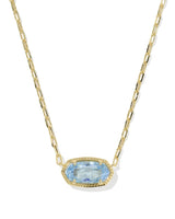 Kendra Scott Elisa Luxe Gold Short Pendant Necklace - Light Blue CZ