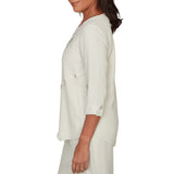 Alfred Dunner Womens Diagonal Spliced Detailed Top with Necklace