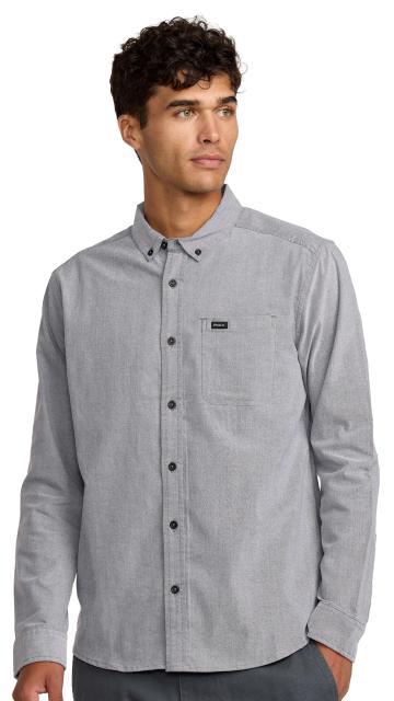 RVCA Men's That'll Do Stretch Solid Oxford Long Sleeve Shirt