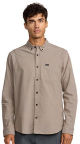 RVCA Men's That'll Do Stretch Solid Oxford Long Sleeve Shirt