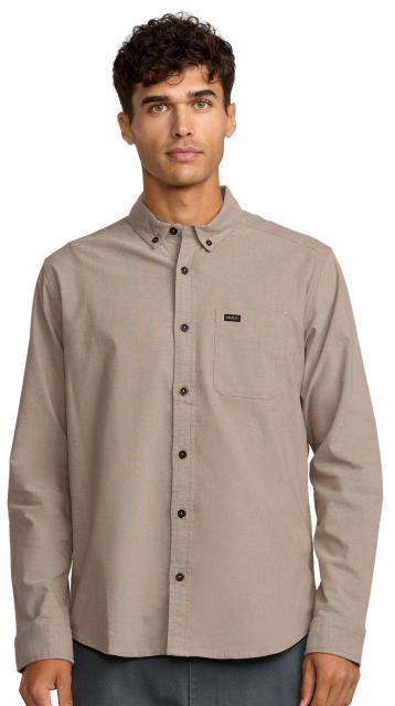 RVCA Men's That'll Do Stretch Solid Oxford Long Sleeve Shirt