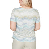 Alfred Dunner Womens Wavy Biadere Side Tie Ruched Short Sleeve T-Shirt