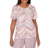 Alfred Dunner Womens Chevron Geometric Short Sleeve T-Shirt