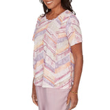 Alfred Dunner Womens Chevron Geometric Short Sleeve T-Shirt