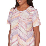 Alfred Dunner Womens Chevron Geometric Short Sleeve T-Shirt