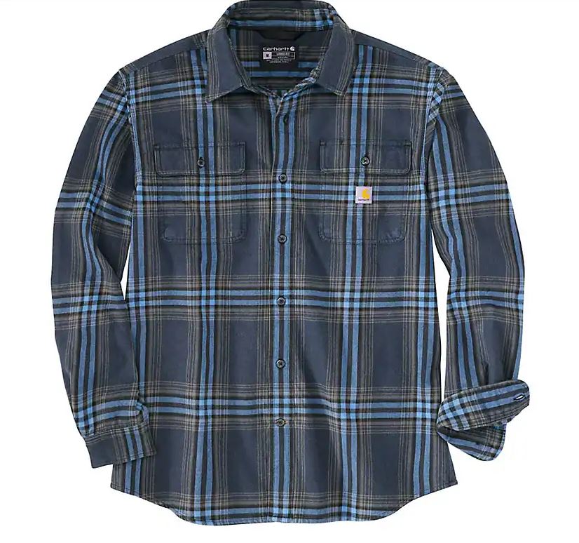 Carhartt Mens Loose Fit Heavy Weight Long Sleeve Button Down Flannel Shirt