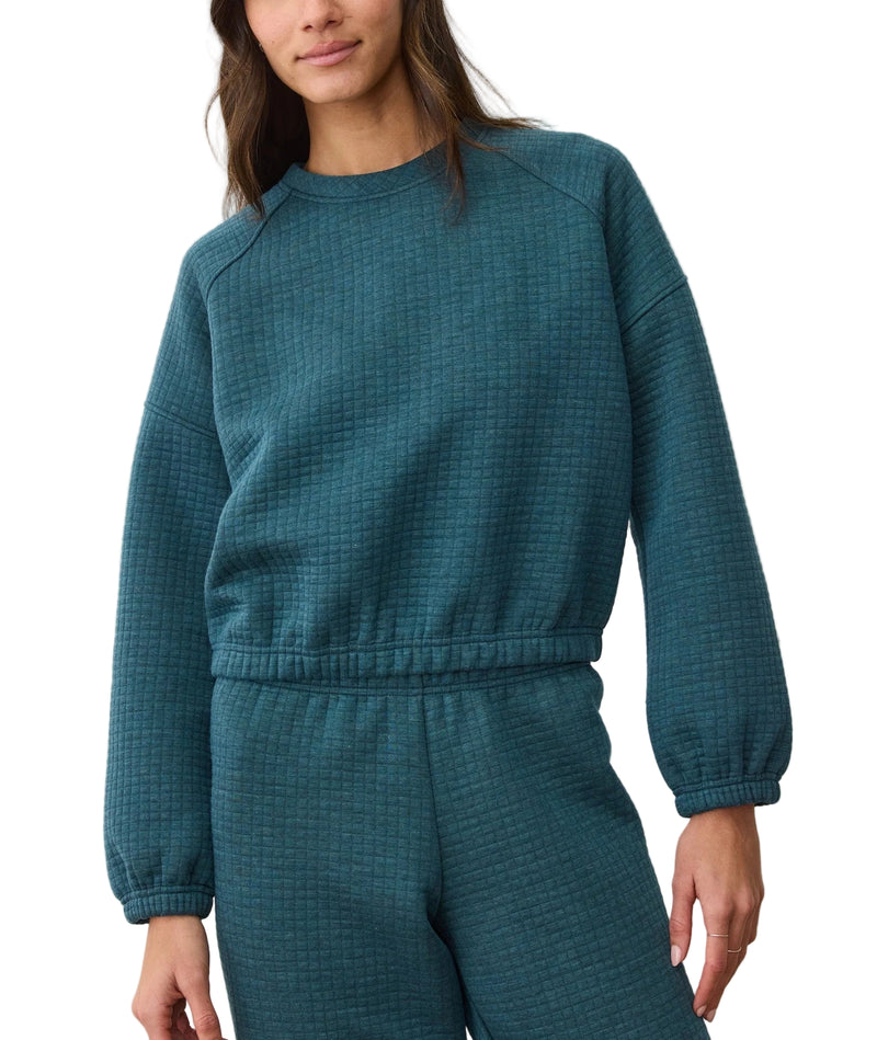 Marine Layer Womens Corbet Quilted Crewneck Sweater