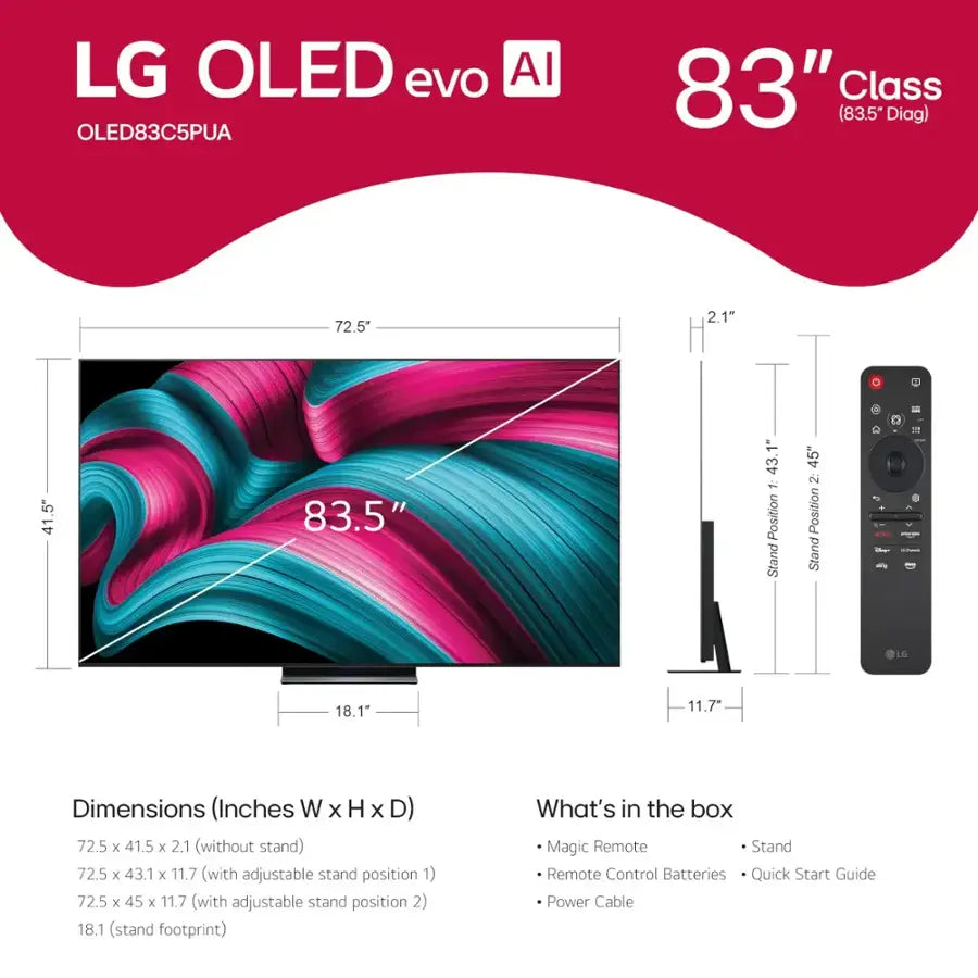LG 83" Class C5 Series OLED evo AI 4K UHD Smart webOS TV