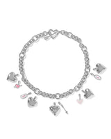 Jayna Mother Of Pearl Statement Valentines Necklace - Silver Plated