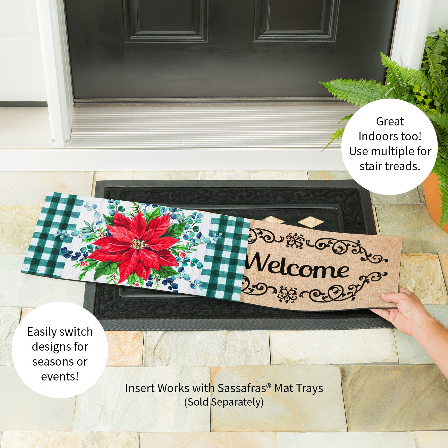 Evergreen Merry and Bright Poinsettia Sassafras Switch Mat