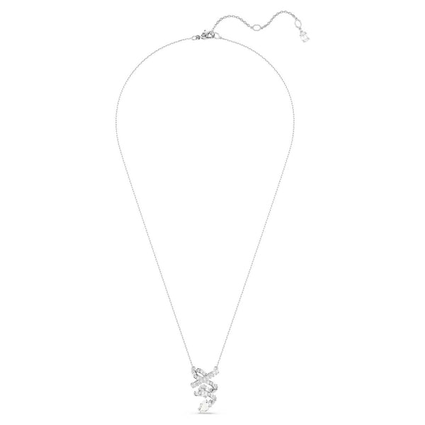 Swarovski Hyperbola Pendant Necklace - Mixed Cuts, White, Rhodium Plated