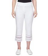 Ruby Rd. Womens Wide Waistband Lace Inset Hem Pull-On Capri Pants