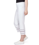 Ruby Rd. Womens Wide Waistband Lace Inset Hem Pull-On Capri Pants