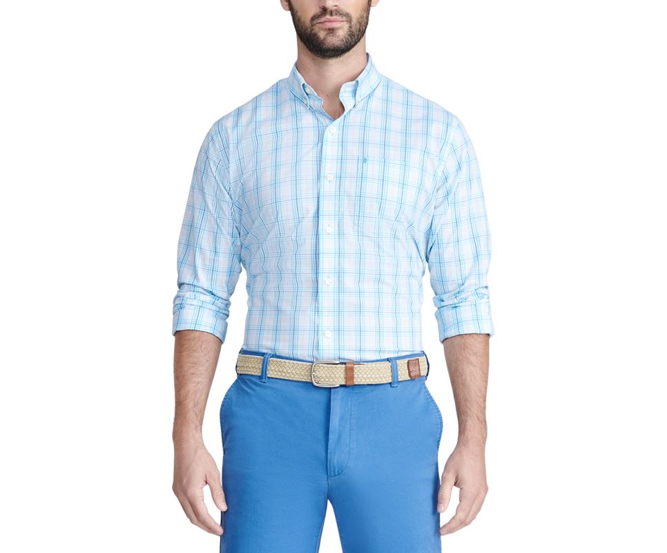IZOD Mens Premium Essential Woven Long Sleeve Button Down Shirt