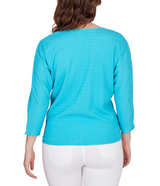 Ruby Rd. Womens Knit V-Neck 3/4 Sleeve Tie-Front Top