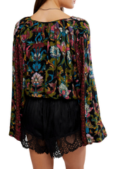 Free People Womens Juliette Printed Blouse Shirt