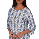 Alfred Dunner Womens Diamond Textured Top With Necklace