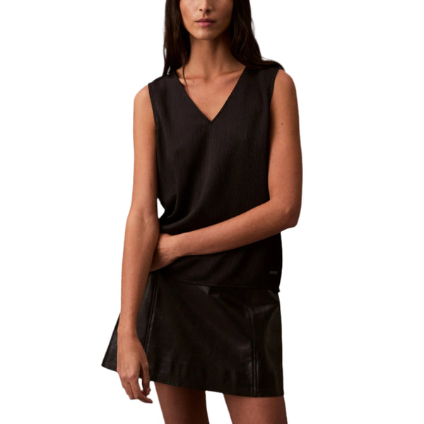 Calvin Klein Womens Plisse V-Neck Tank Top