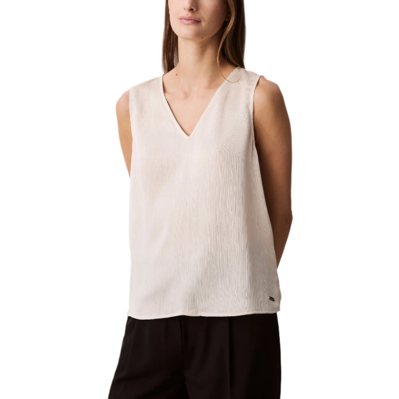 Calvin Klein Womens Plisse V-Neck Tank Top