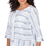 Ruby Road Womens Spliced Jacquard Stripe Top