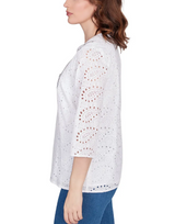 Ruby Rd. Womens Embellished Paisley Eyelet Top