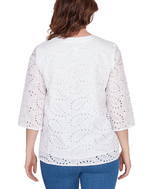 Ruby Rd. Womens Embellished Paisley Eyelet Top