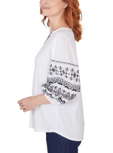 Ruby Rd. Womens Embroidered Solid Knit Top
