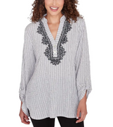 Ruby Rd. Womens Puckered Stripe Pattern Top