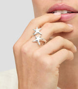 UNOde50 Arcadia Double Starfish Silver-Plated Ring - Size 8.5