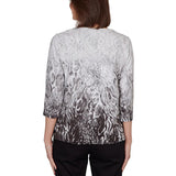 Alfred Dunner Womens Mono Ombre Animal Print Top