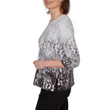 Alfred Dunner Womens Mono Ombre Animal Print Top